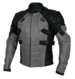 Motor Bike Front Zipper Leather Safety Pads jacket