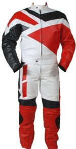 2pc Motorcycle Red And White Riding Racing Track Suit w/ padding