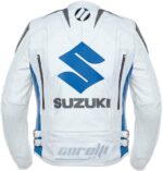 Men's White Suzuki Motorbike Racing Leather Jacket - Image 2