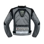 Professional Gray Motorcycle Racing Team Leather Jacket - Image 3
