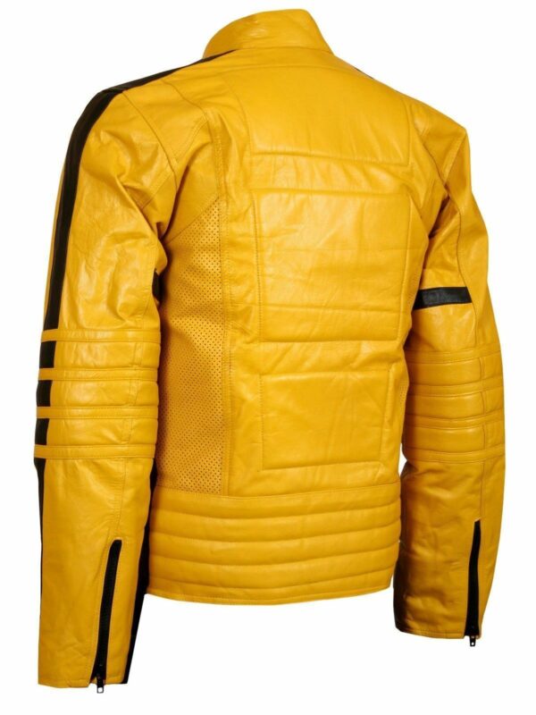Men Yellow Motor Biker Perforated Safety Pad Jacket - Image 2
