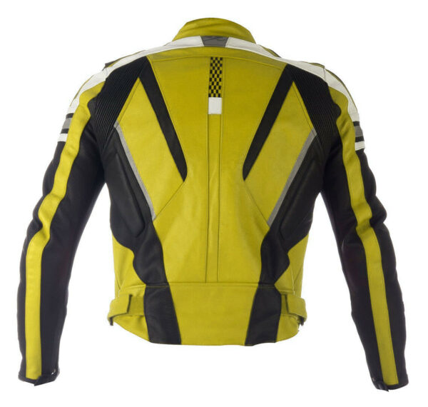 Men Multi Colors Motor Biker Leather Safety Pads Jacket - Image 2