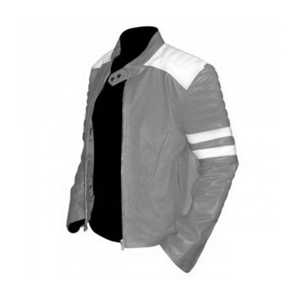 White Lines Quilted Arms Safety Pads Jacket - Image 2