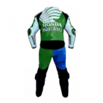 American Honda Green and blue Motorcycle Racing Leather Suit - Image 2