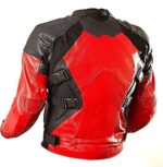 Red And Black Armored Deadpool Motorcycle Jacket - Image 2