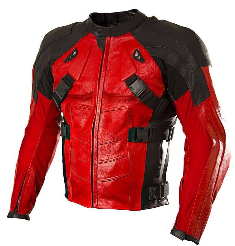 Armored_Style_Deadpool_Bikers_Leather_Jacket__11809_zoom.jpg Red And Black Armored Deadpool Motorcycle Jacket - Image 1