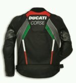 Black Ducati Corse Motorbike Racing Leather Jacket Ce Approved - Image 2