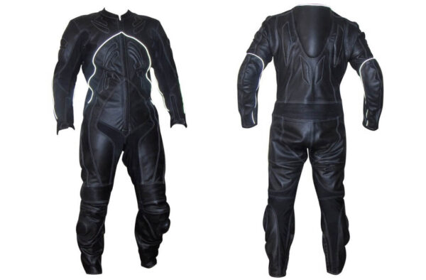 Black Flasher Motorcycle Racing Leather Suit - Image 3