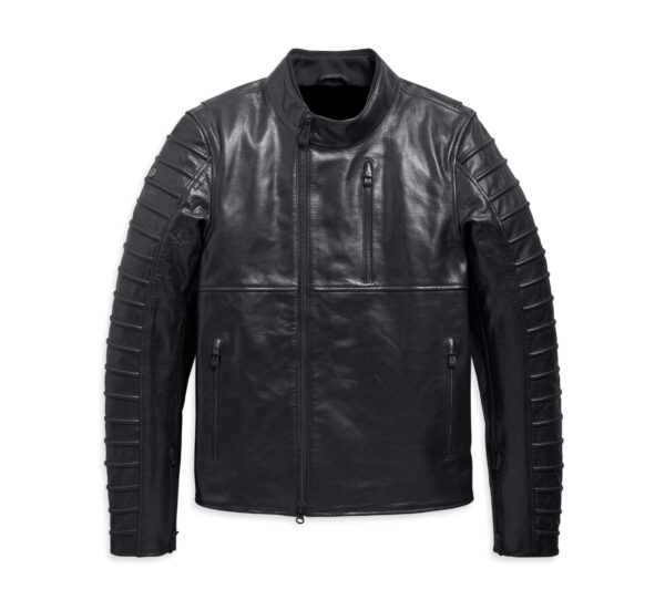 Black Harley Davidson Ozello Perforated Leather Jacket - Image 2