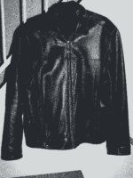 Black Harley Flaming Patch on Back Leather Jacket - Image 2