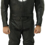 Black Motorcycle Racing Sports Leather Suit