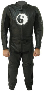 Black Motorcycle Racing Sports Leather Suit