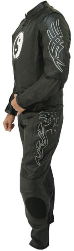 Black Motorcycle Racing Sports Leather Suit - Image 3