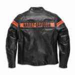 Black Orange Harley Davidson Motorcycle Leather Jacket
