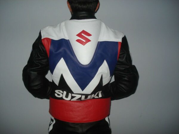 Black Suzuki Motorcycle Leather Racing Jacket - Image 2