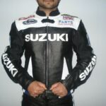 Black Suzuki Motorcycle Leather Racing Jacket