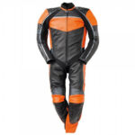 Black and Orange Motorcycle Racing Leather Suit