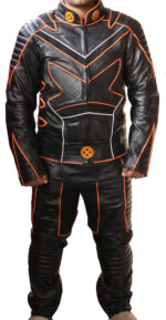 Black and Orange Motorcycle Racing Sports Leather Suit