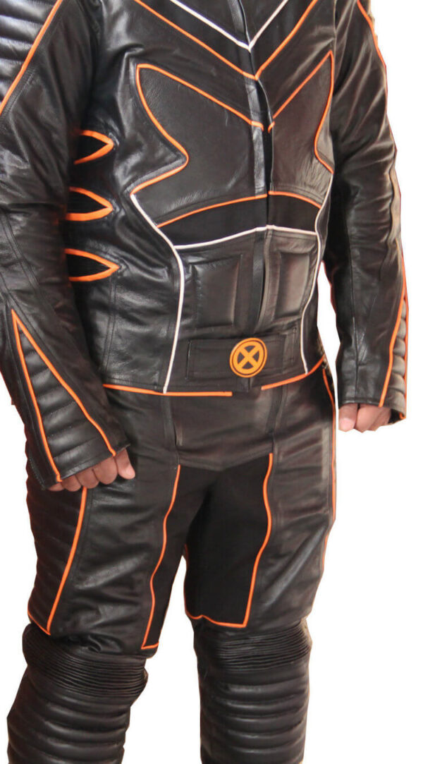 Black and Orange Motorcycle Racing Sports Leather Suit - Image 2