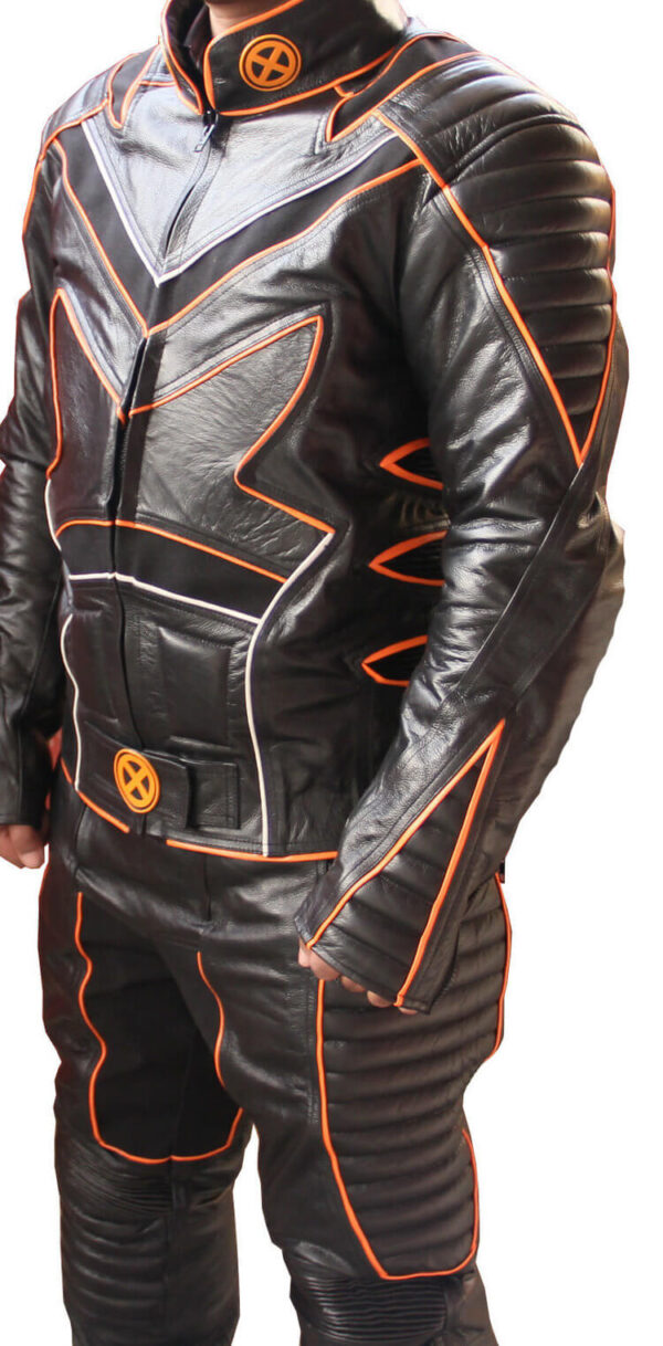 Black and Orange Motorcycle Racing Sports Leather Suit - Image 4