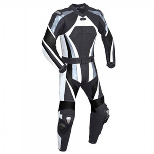 Black-and-White-Motorcycle-Racing-Leather-Suit.jpg Black and White Motorcycle Racing Leather Suit - Image 1