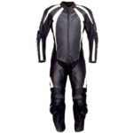 Black and White Motorcycle Sports Racing Leather Suit