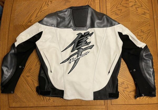 Black and White Suzuki Hayabusa Motorcycle Jacket - Image 2