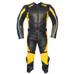 Black and Yellow Motorcycle Sports Racing Leather Suit