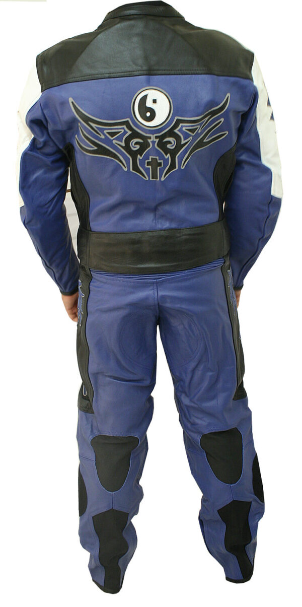 Blue Motorcycle Racing Sports Leather Suit - Image 2