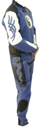 Blue Motorcycle Racing Sports Leather Suit - Image 3