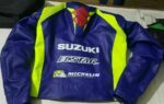 Blue Suzuki Ecstar Motorcycle Leather Racing Jacket - Image 2
