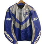 Blue Suzuki Hayabusa Motorcycle Leather Jacket
