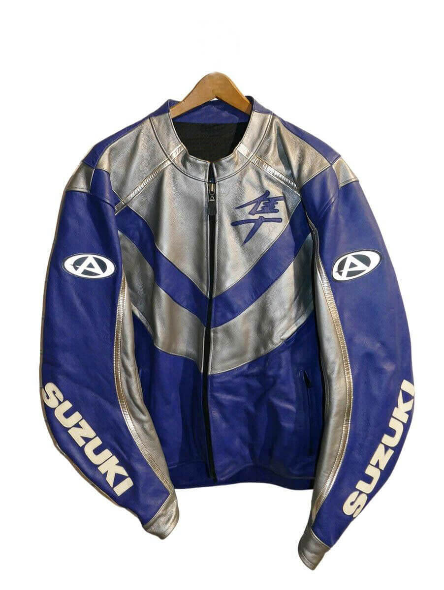 Blue-Suzuki-Hayabusa-Motorcycle-Leather-Jacket-2.jpg Blue Suzuki Hayabusa Motorcycle Leather Jacket - Image 1