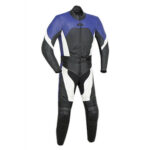 Blue and Black Motorcycle Racing Leather Suit