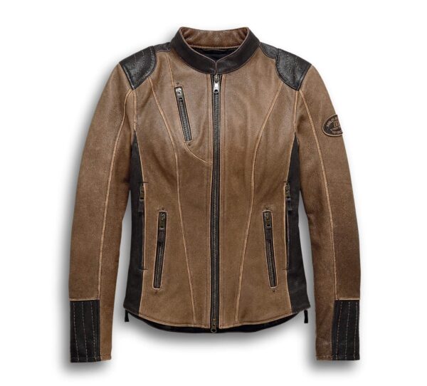 Brown Harley Davidson Motorcycle Leather Jacket - Image 2