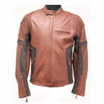 Brown Kawasaki Motorcycle Racing Leather Jacket