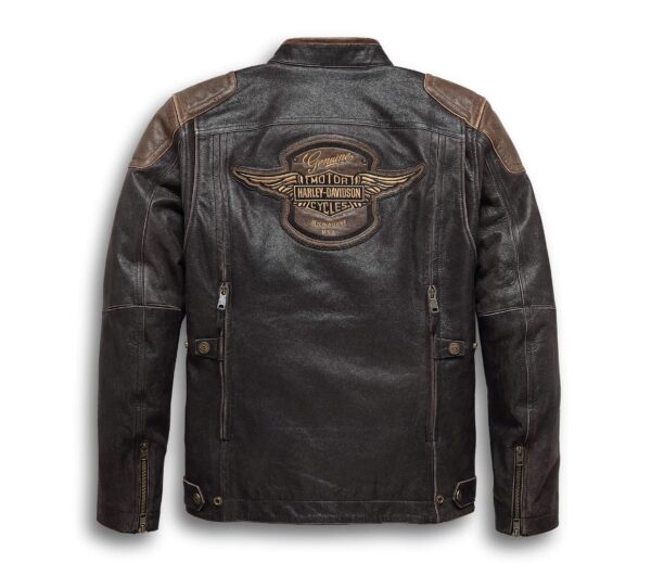 Brown and Black Harley Davidson Motorcycle Jacket - Image 2