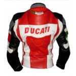 Ducati Red White Men  Racing Motorbike Leather Jacket With Safety Pad - Image 2