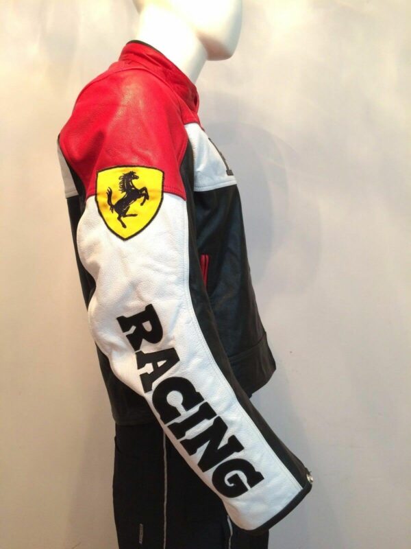 Ferrari Black And Red Motorcycle Leather Jacket - Image 3