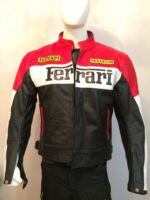 Ferrari Black And Red Motorcycle Leather Jacket