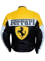 Ferrari Black And Yellow Motorcycle Leather Jacket - Image 2