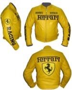 Ferrari Yellow Motorcycle Racing Leather Jacket