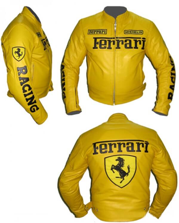 Ferrari-Yellow-Motorcycle-Racing-Leather-Jacket-4.jpg Ferrari Yellow Motorcycle Racing Leather Jacket - Image 1