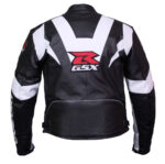 Suzuki Black And White Motorcycle Leather Jacket - Image 2