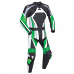 Green and Black Motorcycle Racing Leather Suit