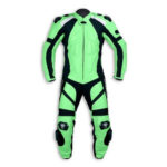 Green and Black Motorcycle Sports Racing Leather Suit
