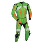 Green and Orange Motorcycle Racing Leather Suit