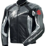 Grey Suzuki Hayabusa Motorcycle Leather Racing Jacket