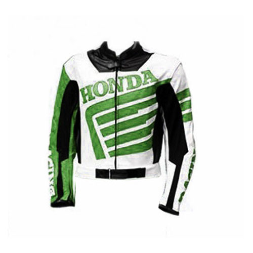 HONDA-Green-And-White-Motorbike-Racing-Leather-Jacket.jpg HONDA Green And White Motorbike Racing Leather Jacket - Image 1
