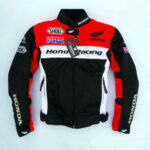 HONDA Red And Black Motorbike Leather Jacket